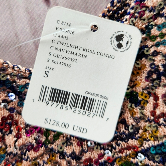 NWT Free People "Shimmy Sequin Tank" Twilight Rose Combo Rainbow, Women's Size S - Picture 7 of 10